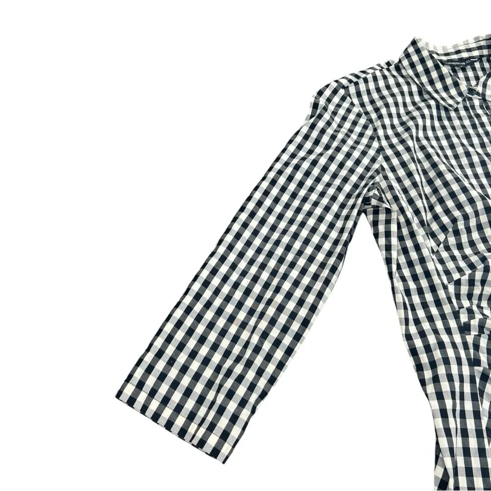Lafayette 148 Women's Leigh Gingham Plaid Button Down Top In Size 6 - Picture 9 of 9